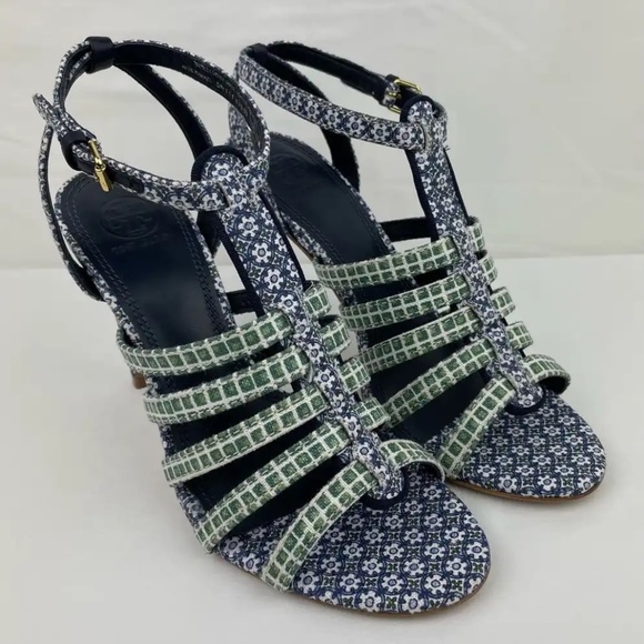 Tory Burch Charlene Printed Sandal, Ressoa Blue - Picture 1 of 10